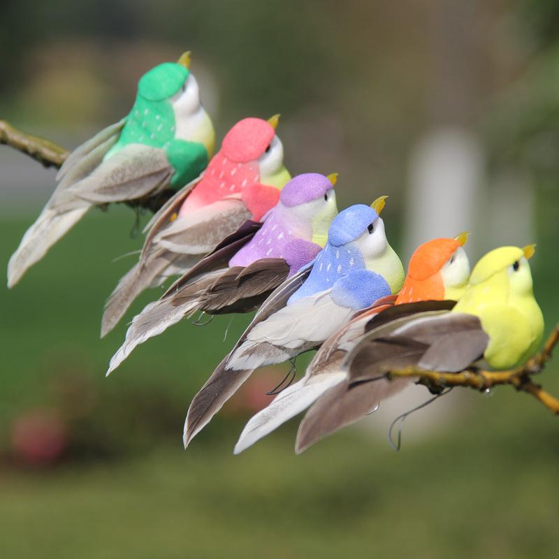 6pcs Foam Feather Artificial Birds Imitation Bird Model Home Outdoors Garden Wedding Decoration Ornament DIY Party