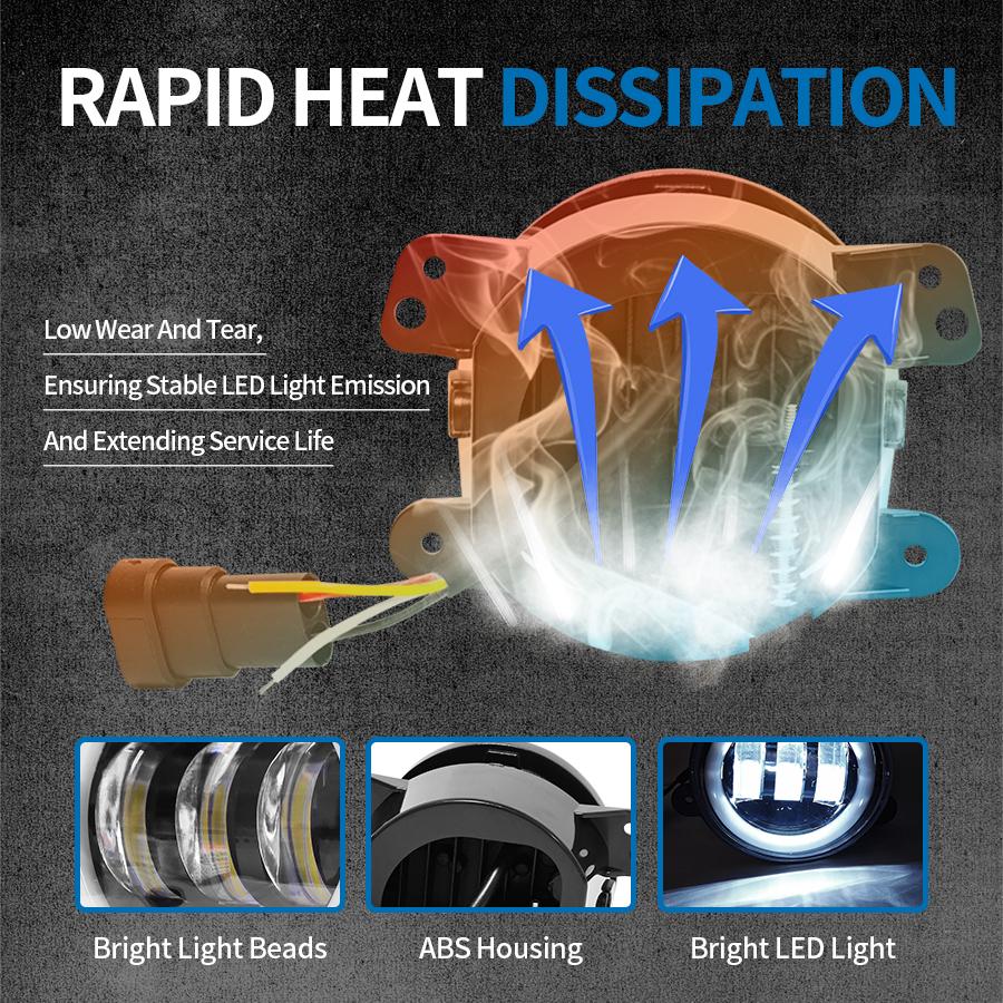 4inch Angel Eye Led LED Light Led DRL Blue High Fog Light White Amber Halo Ring DRL for Jeep Wrangler JK TJ Dodge Journey