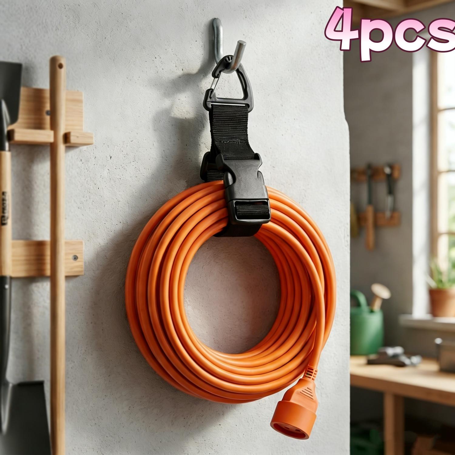 4pcs Adjustable Hose & Cord Straps – Heavy-duty, reusable, perfect for garage & workshop storage. чёрный