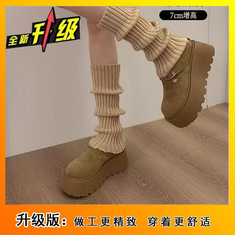 Thick-soled bag head, half slippers, heightening Boken shoes, casual going out, one pedal Boken shoes, women's 2025 new autumn and winter