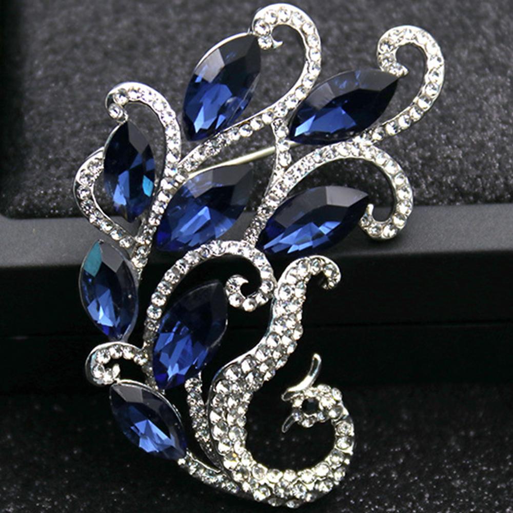 

Женские хрустальные броши в виде павлина, брошь со стразами, булавка, свадебный подарок, ювелирные изделия, лацкан синий