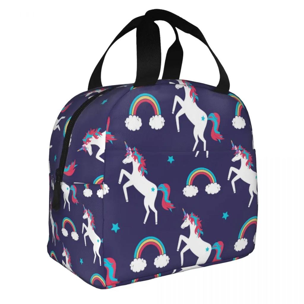 Schattig Eenhoorn Cartoon Patroon Draagbare Lunchbox Vrouwen Waterdicht Thermisch Koeler Voedsel Geïsoleerde Lunchtas School Kinderen Student