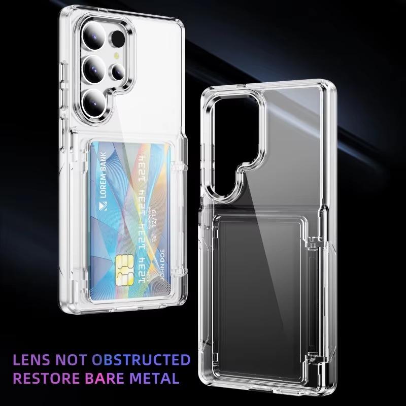 

Чехол-держатель для карт HD Clear Card Stand для Samaung Galaxy S25 Ultra S25 S24 Plus S23 S22 Ultra Bracket, акриловый чехол Galaxy S25 Ultra чистый
