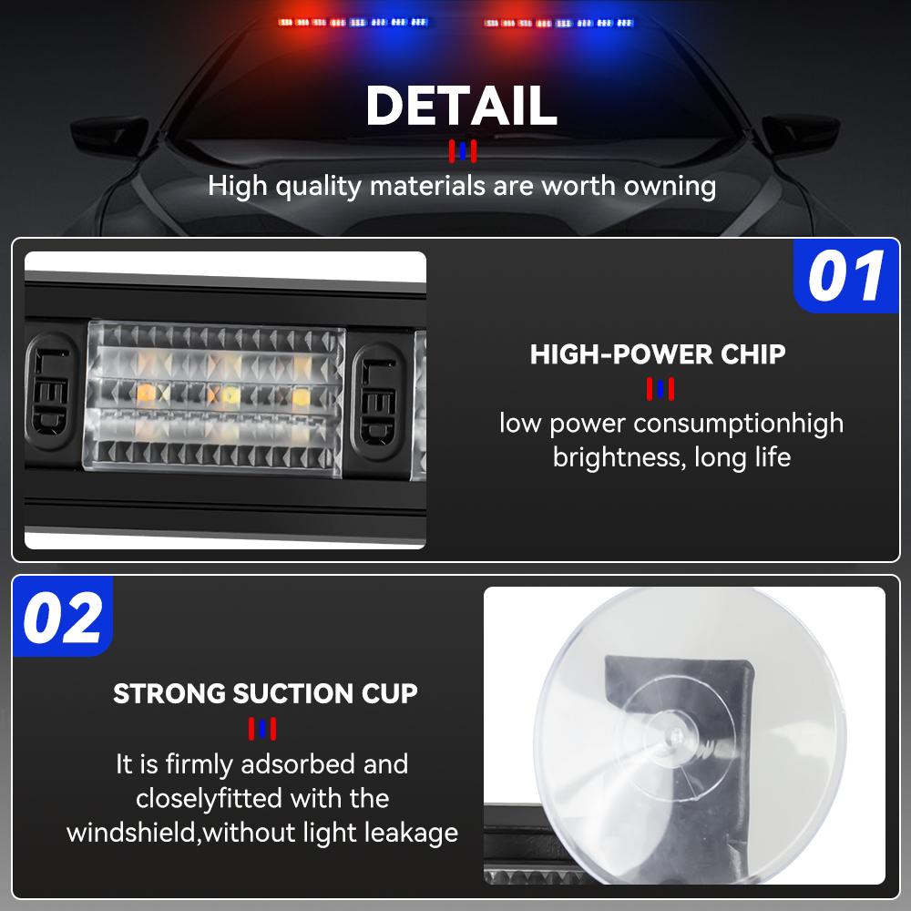 LED Universal Car Strobe Light Flasher Vehicle Windshield Flashing Warning Signal Lamp Red Blue Police Emergency Lights 12V