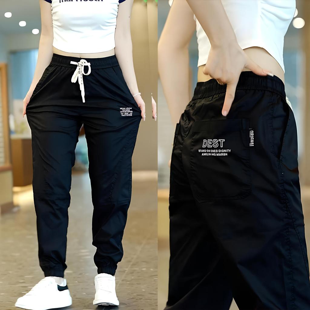 Summer Sports Ice Silk Casual Pants Women Loose Thin Quick Dry Pants Sports Nine-quarter Pants