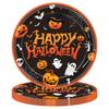 Orange Halloween Disposable Plate Set, Ghost Pumpkin Theme Party Supplies, 22 Pack