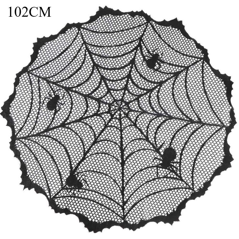 Halloween Decorations Tablecloth Black Lace Spider Cobweb Table Cover Spiderweb Mantel Fireplace Scarf for Halloween Party