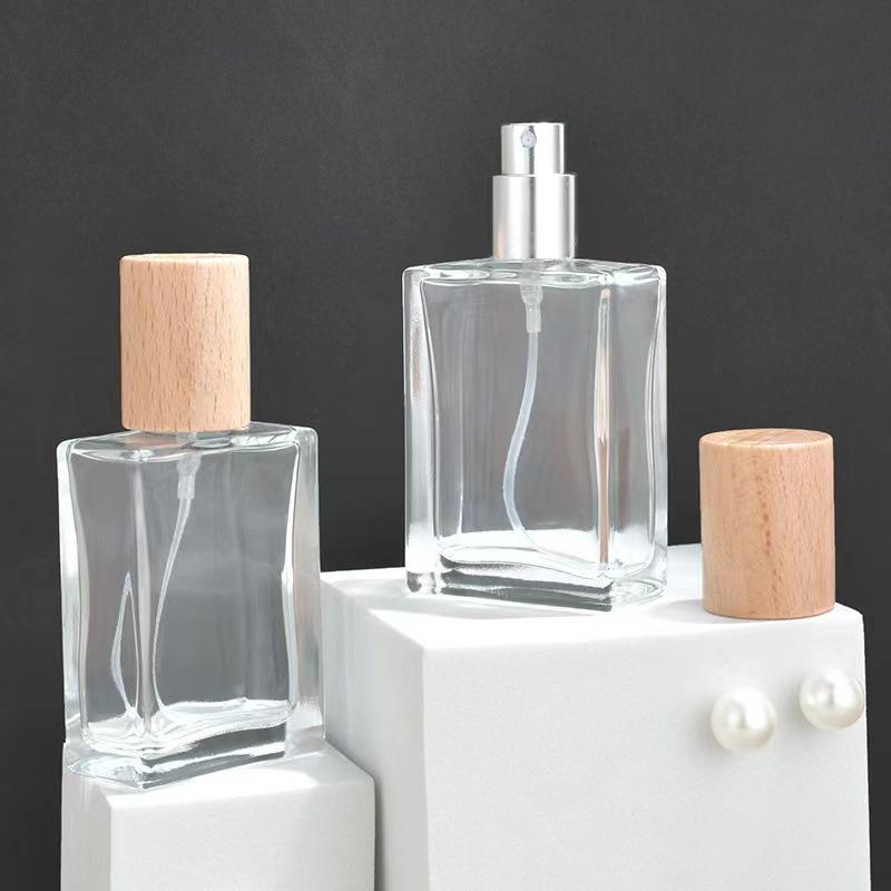 15/30/50Ml Square Glass Perfume Bottle Clear Spray Bottles Packaging Bottle Refillable Atomizer Travel Cosmetic Container