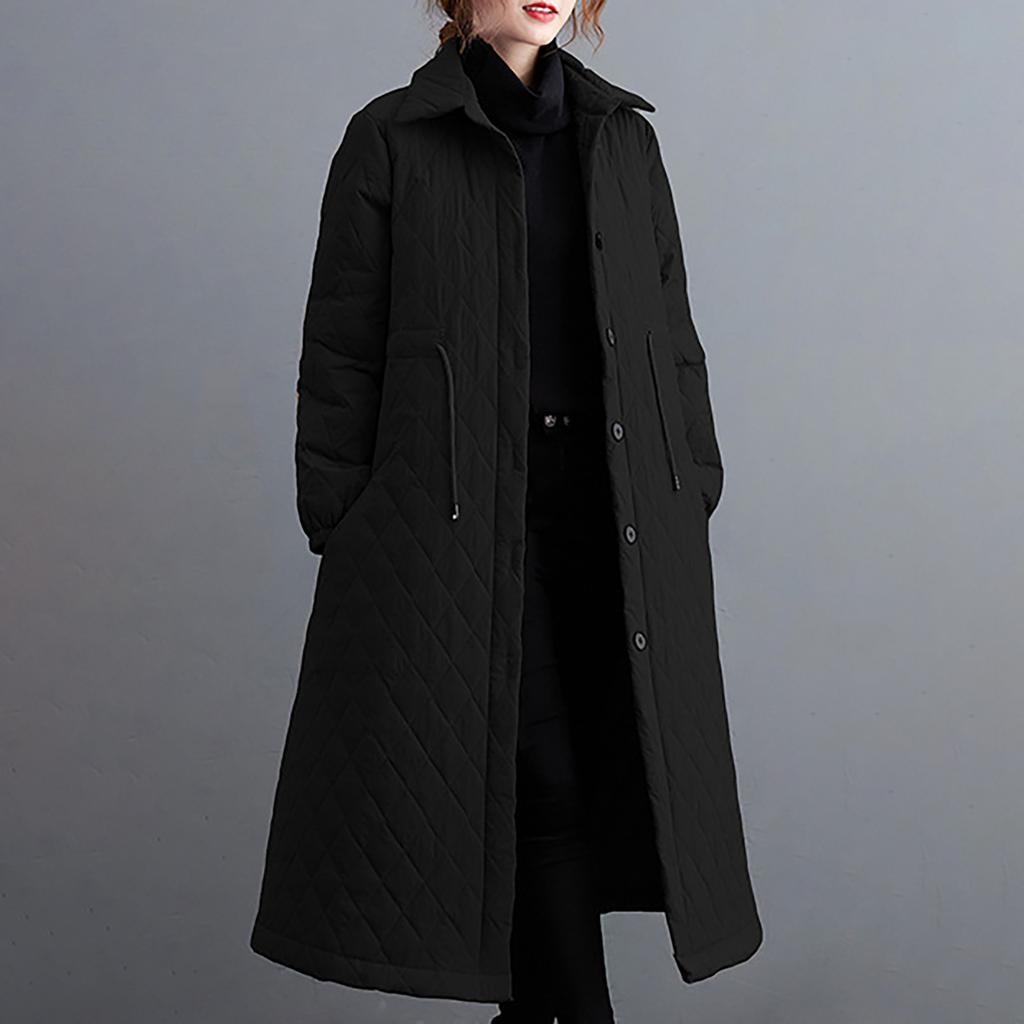 Damen Und Winter Baumwolljacke Cardigan Lang Einfarbig Jacke