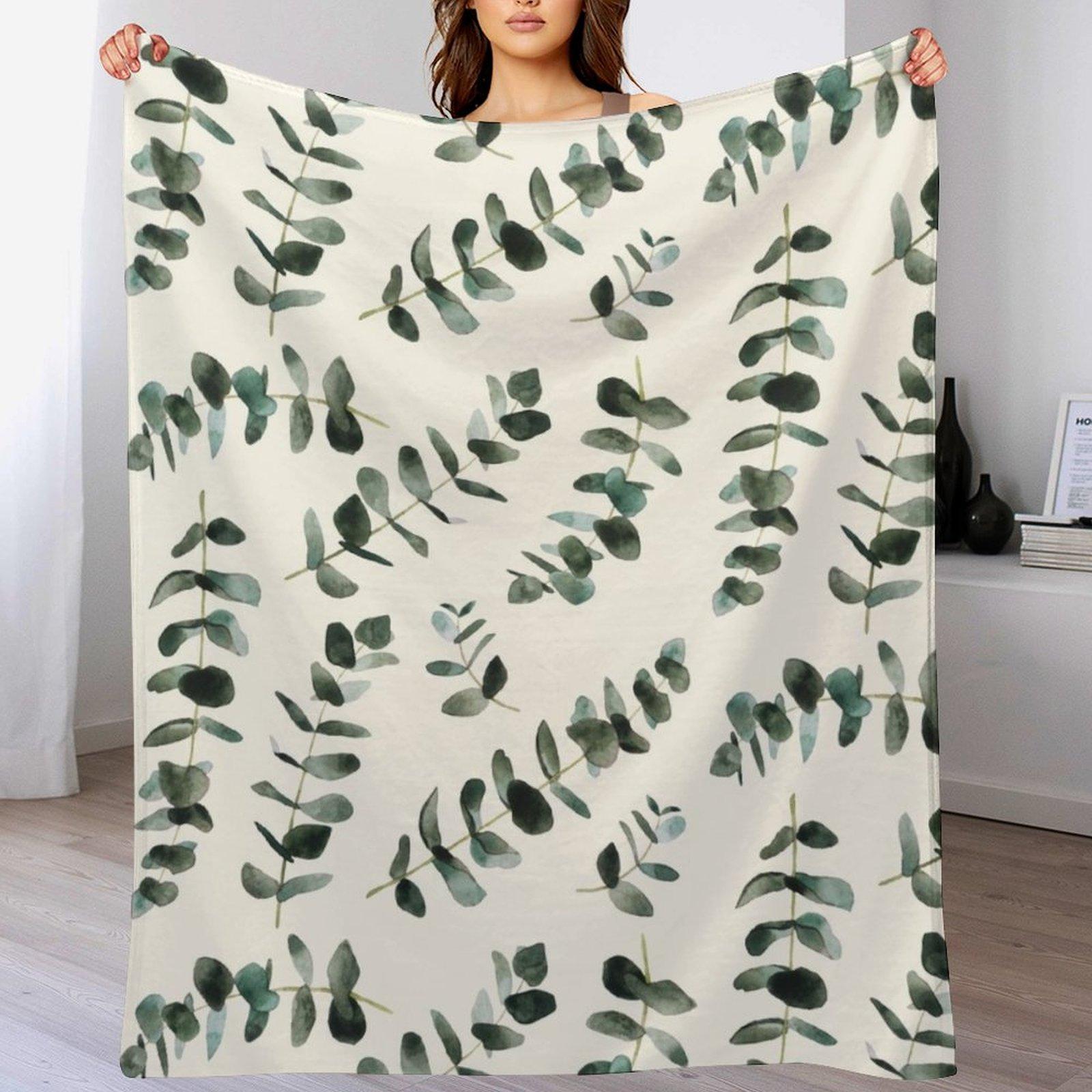 

Eucalyptus Pattern Light Throw Blanket Long Lasting Soft Plush Blanket for Daily Use 102x76cm(40x30in)