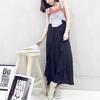 Women's Summer Casual Jeans Splicing Chiffon Strap Ruffles Dress