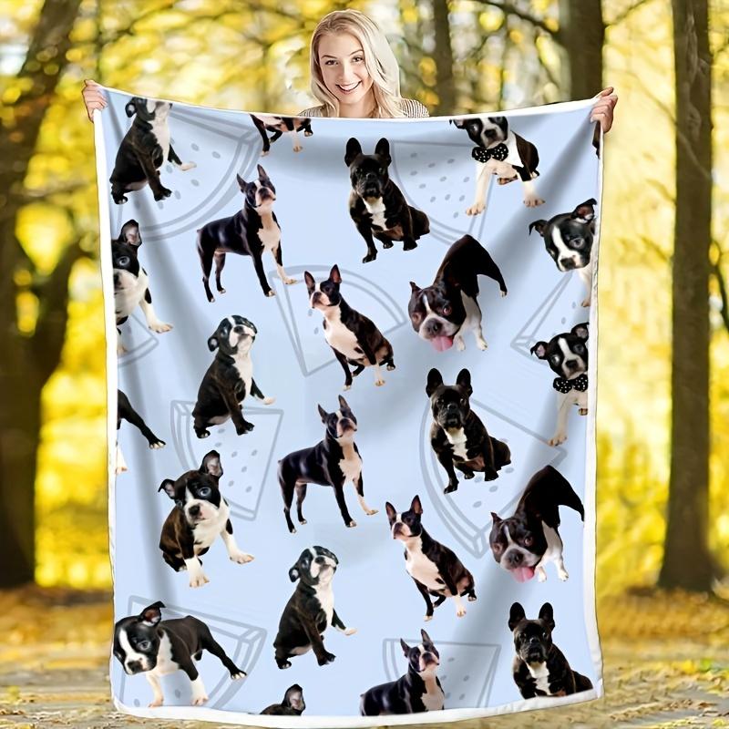 Cozy Bulldog Animal Theme Art Blanket - Soft Warm All-Season Multi-Purpose Throw for Couch, Bed, Office & Travel