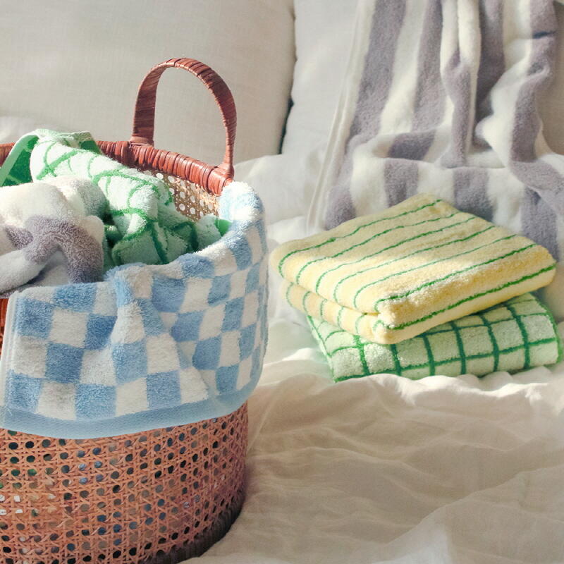 Sun-dyed Days Collection Face Towel 40 counts 200g Sky Chess