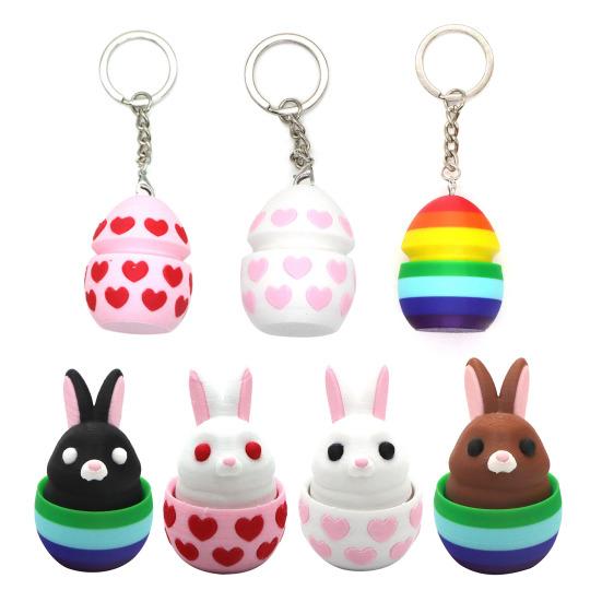 Ornament Ou Iepuraș de Paște Figurină Ou Colorată Imprimată 3D Breloc Jucărie Clicker pentru Deget Iepuraș Ornament Decorațiune de Sărbătoare Cadouri pentru Petrecere