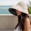 Kapelusz przeciwsłoneczny z pustym wierzchem chroniący przed promieniowaniem UV, Składane kapelusze przeciwsłoneczne z szerokim rondem dla kobiet z otworem na kucyk, Regulowany kapelusz chroniący przed słońcem