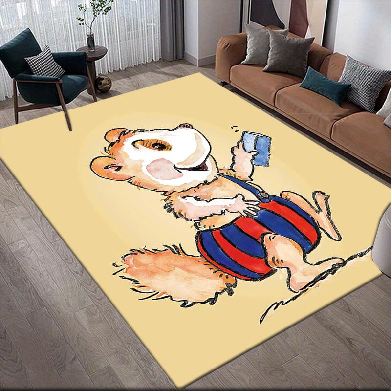 Bobo Siebenschläfer Flannel Pattern Square Carpet,Area Rug,Carpet Rug for Living Room Bedroom Sofa Playroom Decor,Non-slip Floor Mat