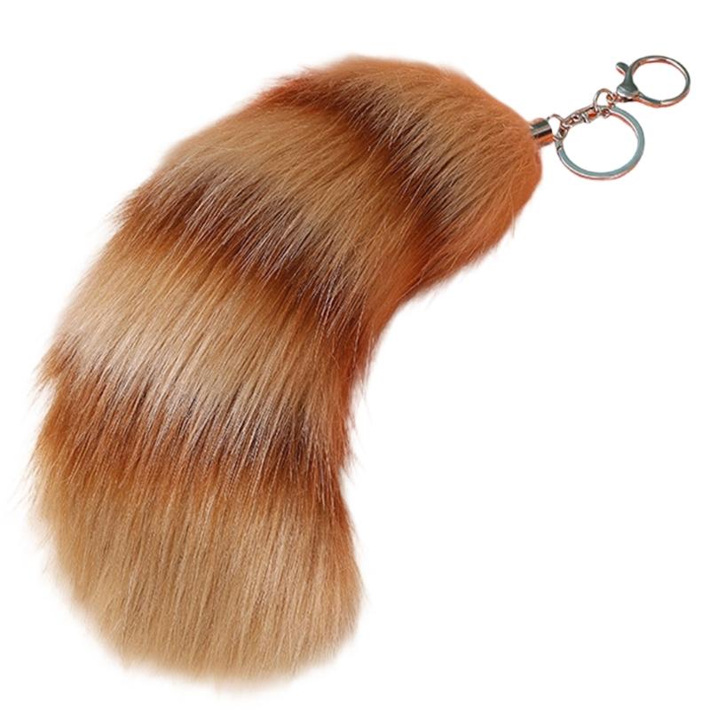 Plush Foxes Tail Keychain Soft And Cute Accessory Plush Keyring Decors For Bags Keys Or Home Decors 18cm Long