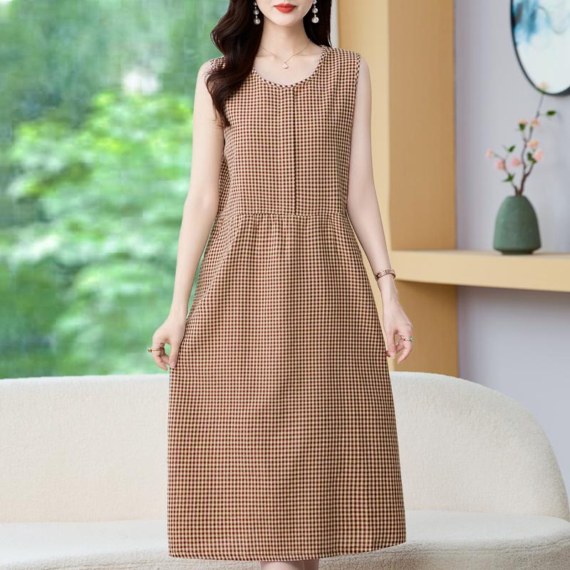 

Елегантні жіночі довгі сукні літній вінтажний одяг повсякденна сукня без рукавів XL коричневий