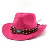 Bohemian turquoise western cowboy hat autumn and winter suede felt hat men's and women's European and American top hats outdoor riding hats