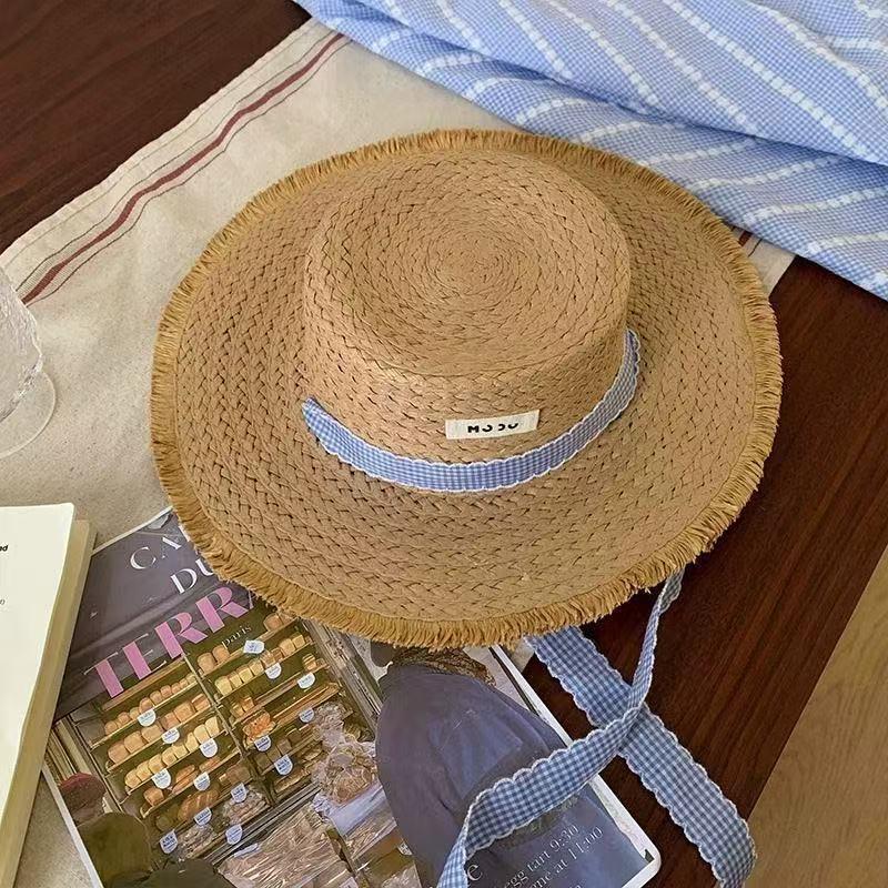 Summer bow raffia big brim straw hat women's new summer outdoor seaside beach sunshade sun hat