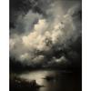 Sky Clouds Cumulus Clouds Dark Night Sky Moon Solar Eclipse Fantasy Moody Art Poster Canvas Painting Wall Pictures Home Decor