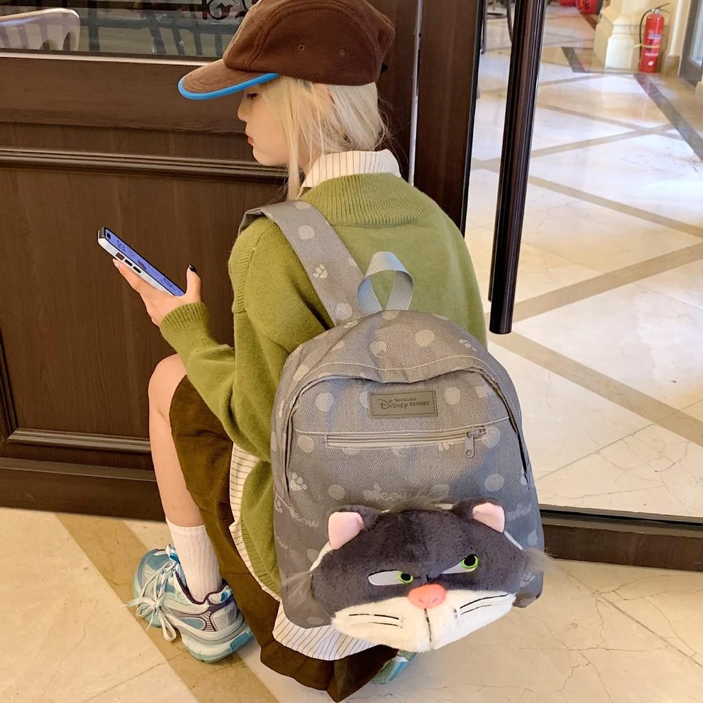Lucifer Plush Backpack With Cartoon Art And Soft Material For Leisure School