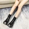 Leather Small Martin Boots Women's Inner Height Increasing Smoking Boots Thick-soled Square Head Thick Heel Versatile