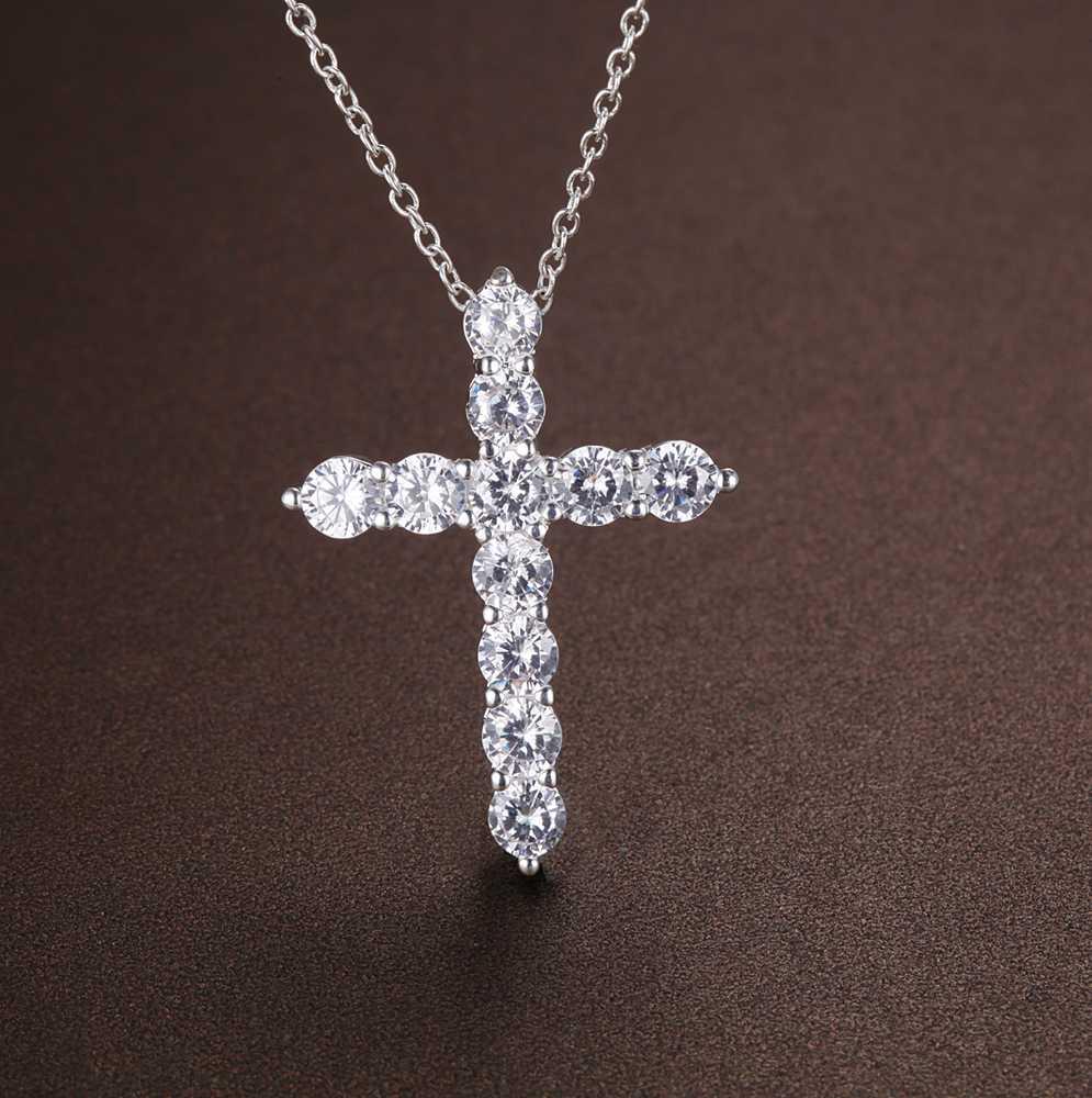 New Factory Wholesale Fashion 925 Sterling Silver Jewelry Charm Elegant Women Shiny Crystal CZ Necklace Jewelry Wedding Cute