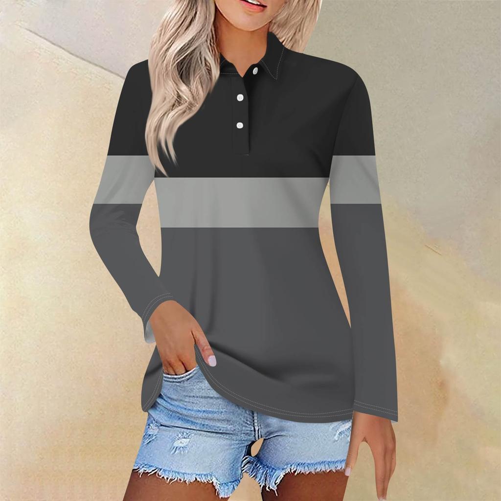 Dámská móda Ležérní klopa Krátký Dlouhý rukáv Potisk Košile Dámské Zapínací topy