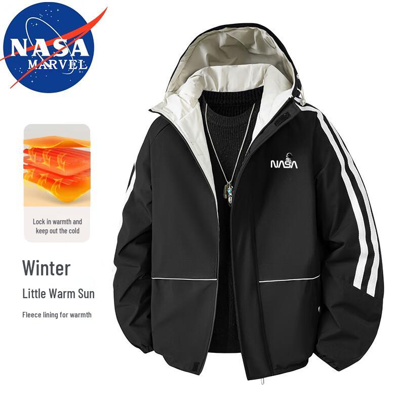 NASA MARVEL Herren Kapuzen-Pufferjacke