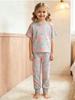 Set Pijamale Fete Moale 2 Piese Mânecă Scurtă Pijamale Copii Elastic Pijamale Mărime 2-8 Ani