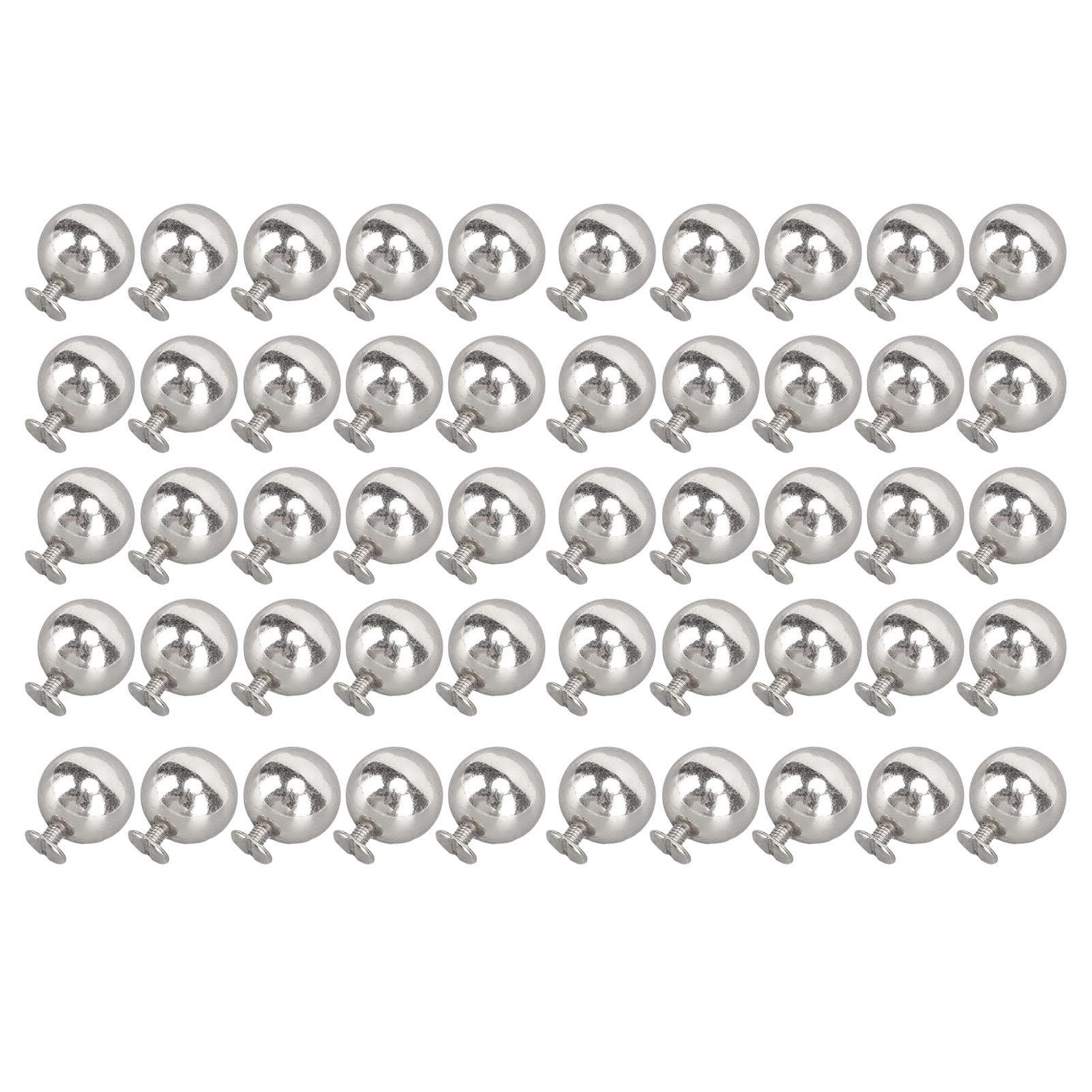 

Набор из 50 комплектов сферических заклепок, железные, цельные, диаметр 10 мм, набор сферических шипов с винтами 6 мм для кожаных изделий серебряный