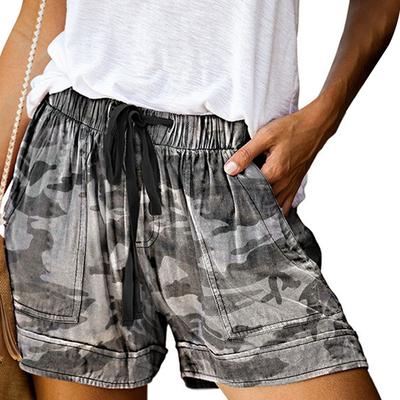 Damen Tarnmuster High Waist Shorts mit Taschen