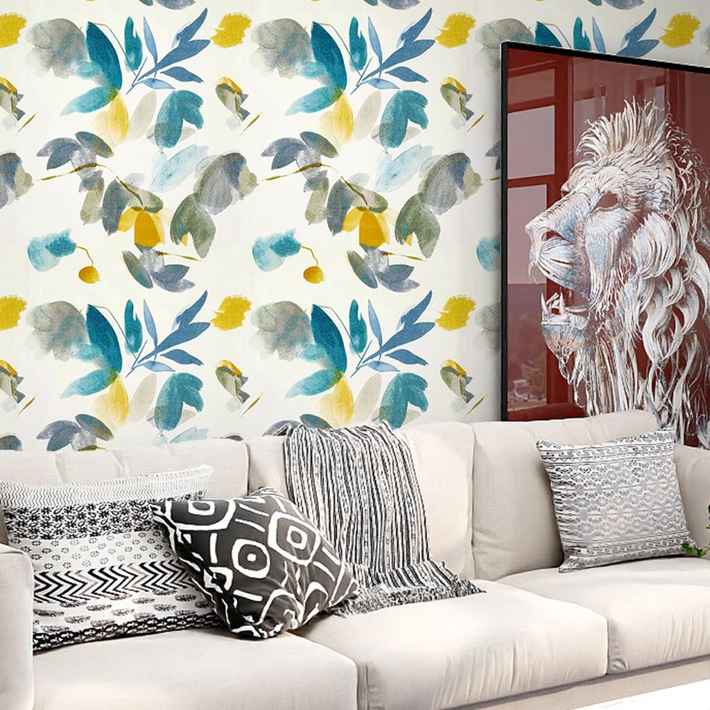 Flower Ink Wall Sticker Self-Stick Simple Gray-White Purple Pink Blue And White Wallpaper Self-Stick Household Moisture-Proof Wallpaper