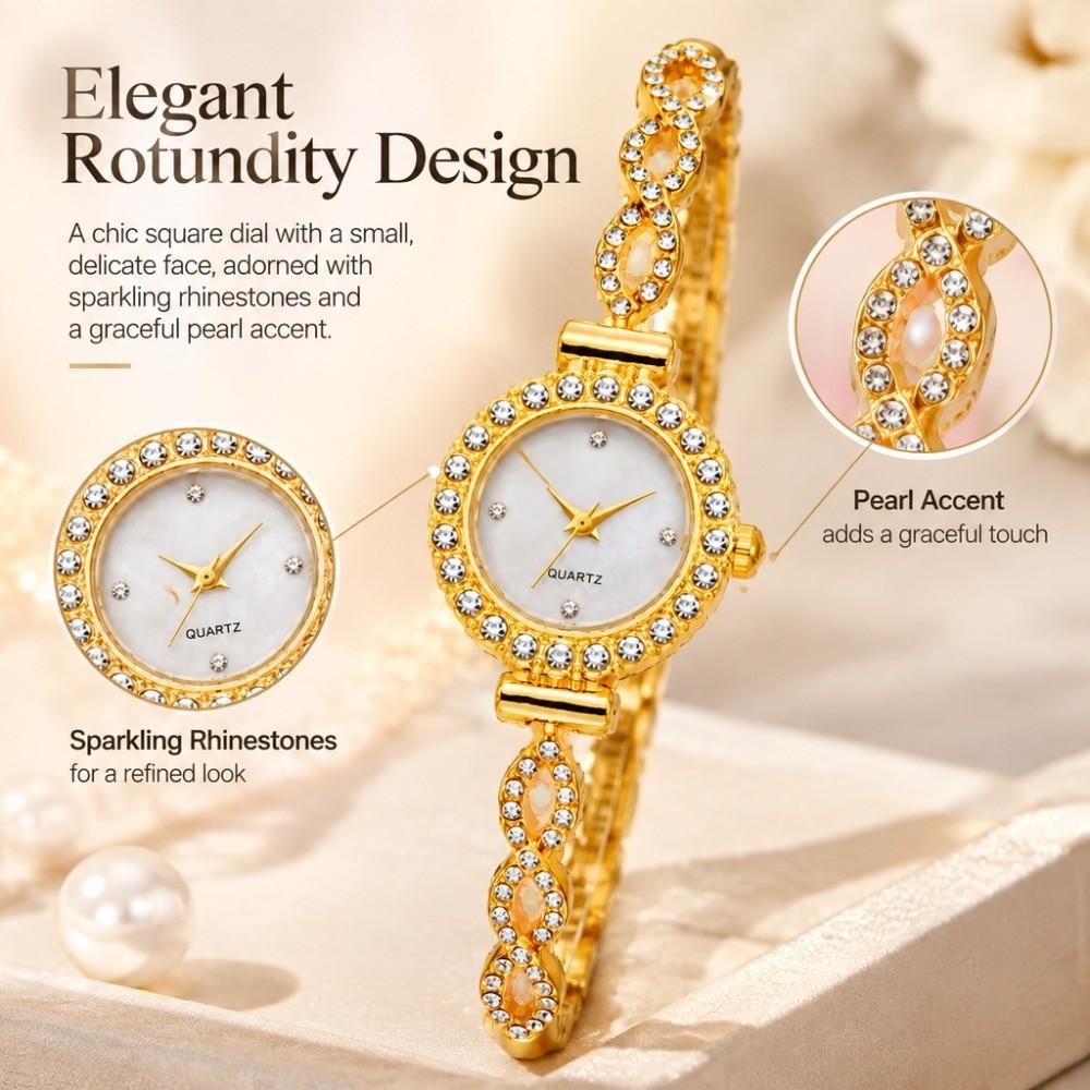 with Adjustable Bracelet Rotundity Shaped Watch Rhinestone Women Wristwatch Women Girl