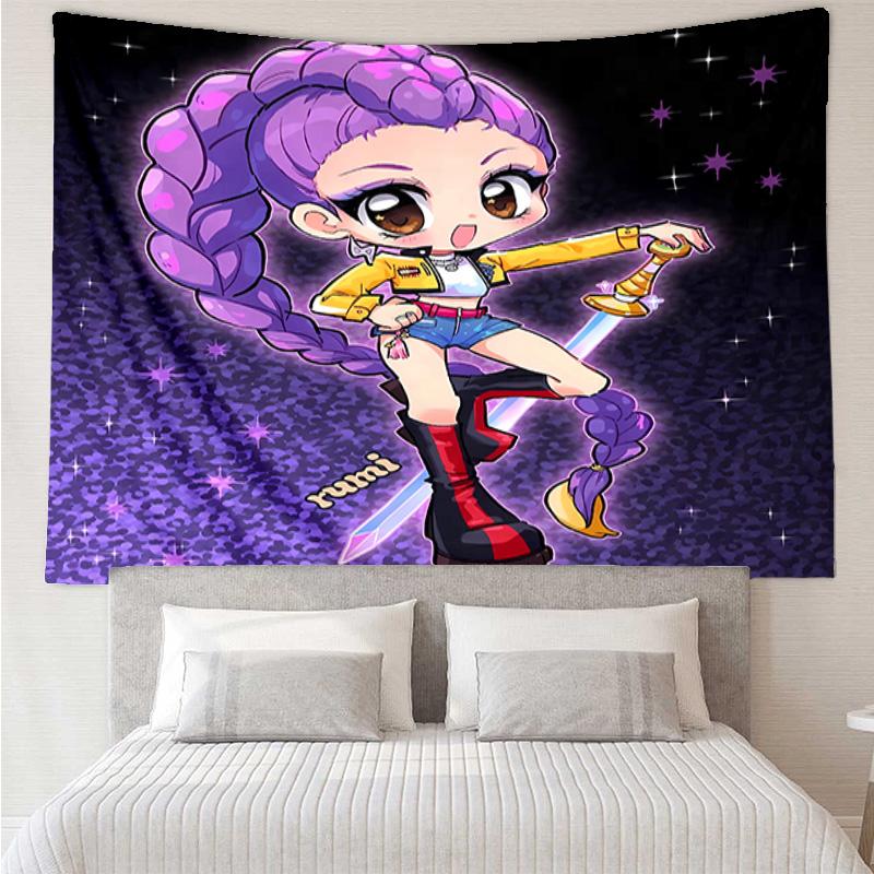 Kpop Hunter6 Tapestry for Bedroom Aesthetic Classroom Tapestries Wall Hanging for Living Room Dorm Office,Ideal Creative Gift