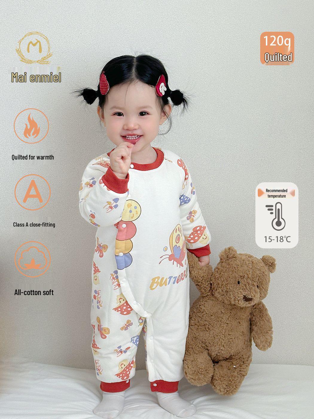 

Maienmier Quilted Baby Onesie: Warm Cotton Autumn/Winter Newborn Romper 73cm