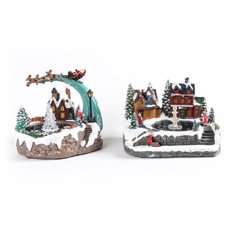 Glowing Christmas Music Box with Rotating Ornament, Water Spray, and Resin Fountain Gift.