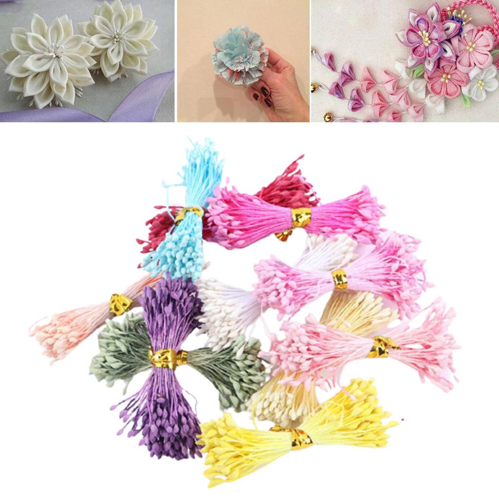 1100 Pieces 1mm Artificial flower Stamen Double Tip Pearlescent Crafts Cards Cakes Decoration Accessories Wedding Handmade