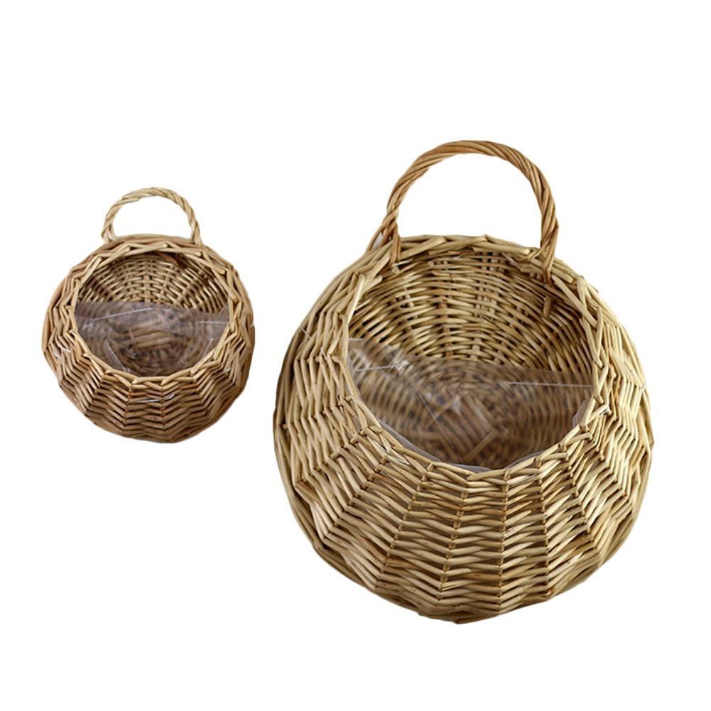 Handmade Wicker Rattan Basket Nest Flower Pot Planter Hanging Vase Container