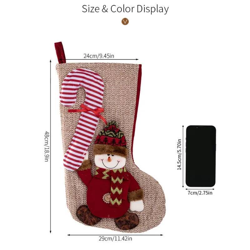 Large Christmas Stocking Cartoon Santa Claus Snowman Christmas Socks New Year Candy Gift Bags Christmas Tree Pendant Home Decor