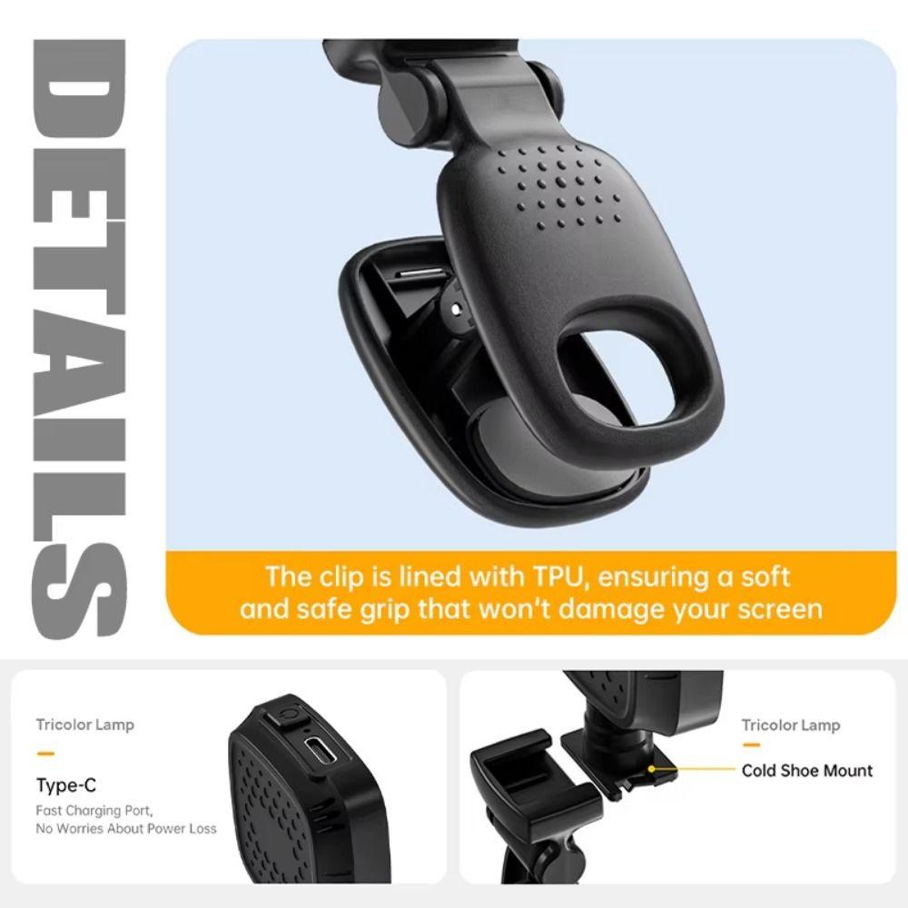 Adjustable Brightness Portable LED Selfie Light 3 Color Light Clamp Photography Light  Night