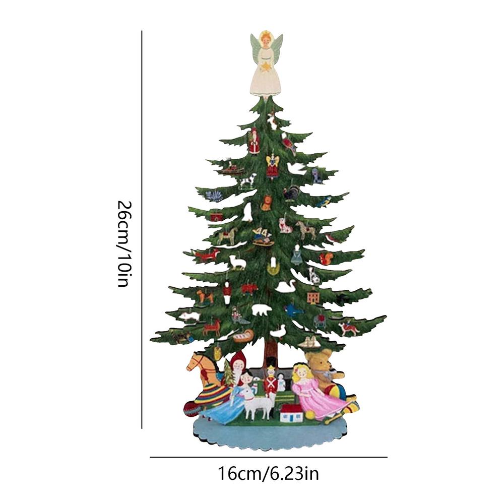 Tabletop Small Christmas Tree Artificial Wooden Tiny Christmas Tree Decor Christmas Decoration for Home Tabletop Shelf Mantel 26x16cm зелёный