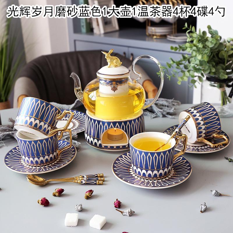 Ceramic Afternoon Tea Flower And Fruit Teacup Tea Set Household Flower Teapot Set Fruit Glass Pot With Filter Candle Heating