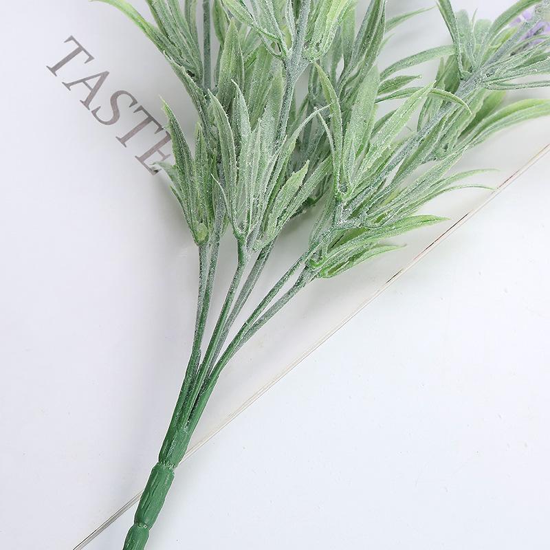 7 Head Flocked Lavender Flower Bouquet Partition Fence Decoration Artificial Lavender Flower