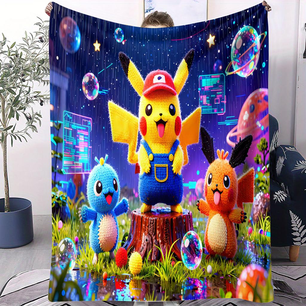 Viral Pokemon Cute Cartoon Sci Fi Fluffy Small Cover Blanket Thin Sofa Throw For Kids Adults Camping Picnic Modern Fashion Gift
