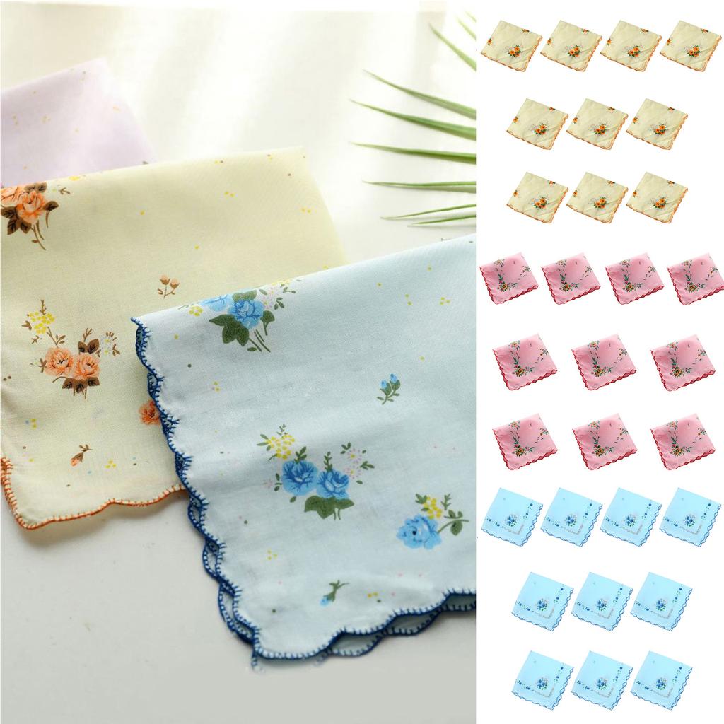 Ladies Square Handkerchief Cotton Flowers Women Children Print Face Hand Towels Hanky Wedding Christmas Gifts