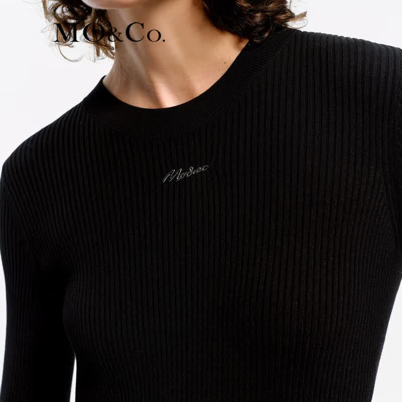 MO&Co. Deconstructed Cut-Out Tencel Blend Knit Dress