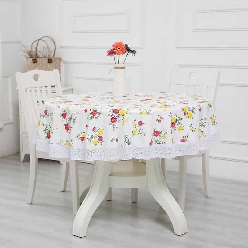 Thickened Round Table Cloth, Environmentally Friendly Velvet Plastic Large Round Dining Table Cloth, Round Table Cloth Pvc Tablecloth Waterproof