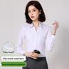Women's Long Sleeve Professional White Stretch Shirt for College Students and Teachers